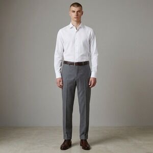 Peter Millar Dress Trousers Men 34 Grey Super 120s Wool Vitale Barberis Italy